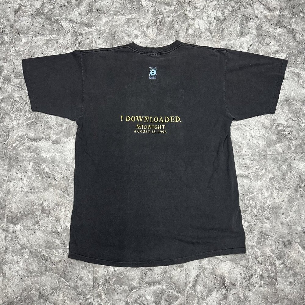Vintage 90s Microsoft T-Shirt Internet Explorer Midnight Madness Black Mens XL